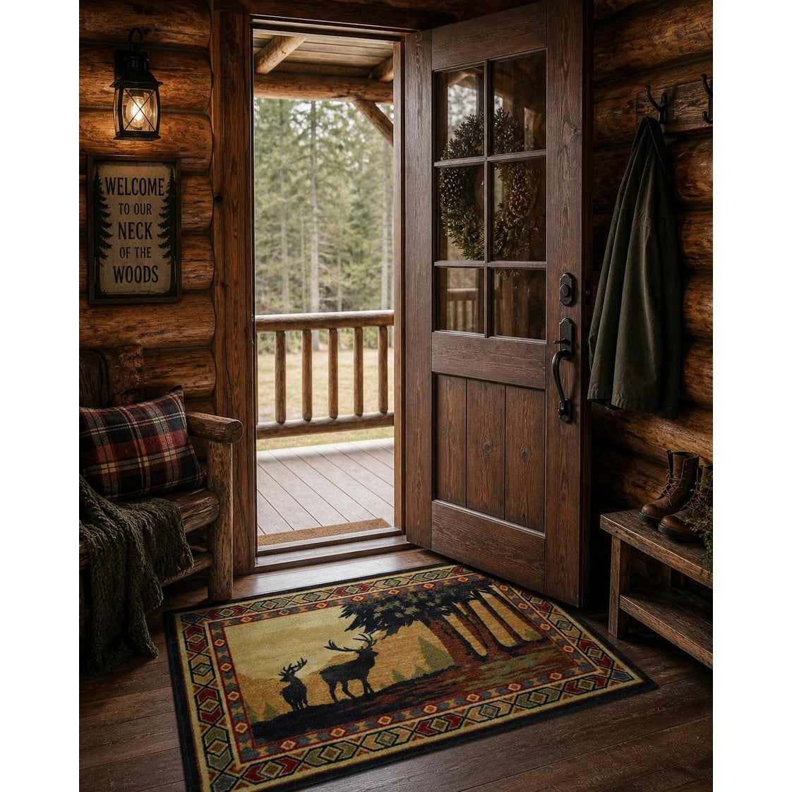 Cozy Cabin Southwest Deer Accent Rug 30 X46