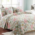Cozy Line Aregada Floral 3 Piece Reversible Cotton Quilt Set