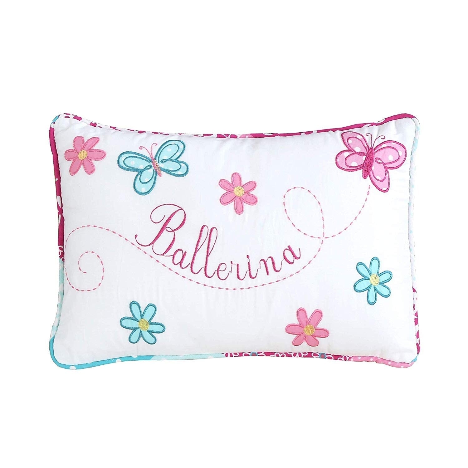 Cozy Line Ballerina Embroidered Cotton Lumbar Pillow