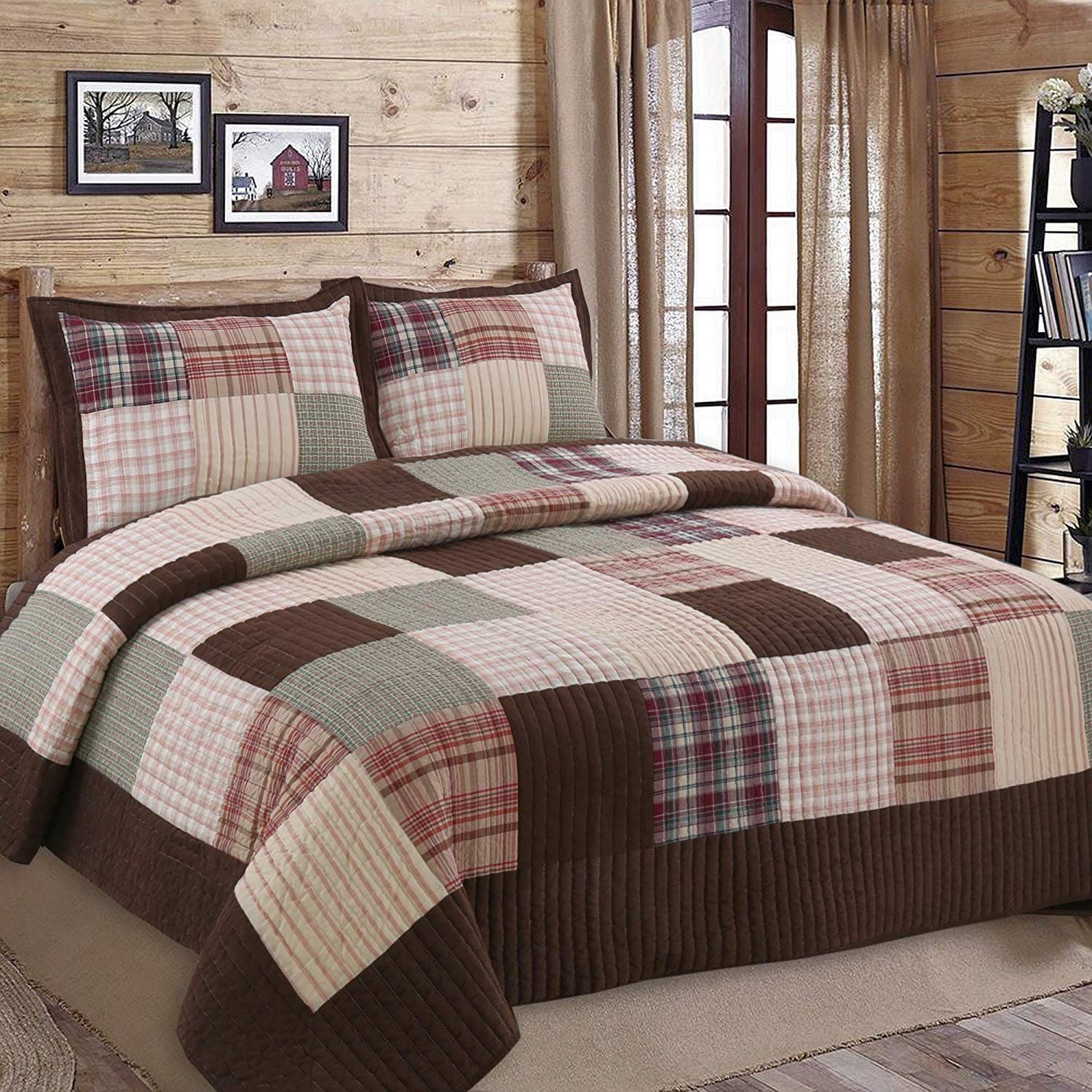 Cozy Line Brody Plaid Patchwork Reversible Quilt Set