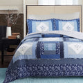 Cozy Line Freesia Patchwork 3 Piece Reversible Cotton Quilt Set