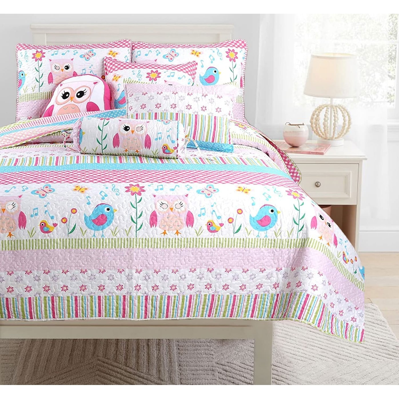 Cozy Line Home Fashions Happy Owl Reversible Quilt Set