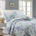Cozy Line Jasmine Floral 3 Piece Reversible Cotton Quilt Set