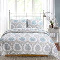 Cozy Line Kamala Damask 3 Piece Reversible Cotton Quilt Set