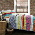Cozy Line Kozlowski 3 Piece Rainbow Stripe Reversible Cotton Quilt Set