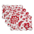 Cozy Line Red Flower Quilted Linen Placemats Set Of 4 N A