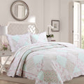 Cozy Line Rosa Floral Patchwork Reversible Cotton Quilt Set
