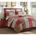 Cozy Line Rosemond 3 Piece Floral Patchwork Reversible Quilt Set