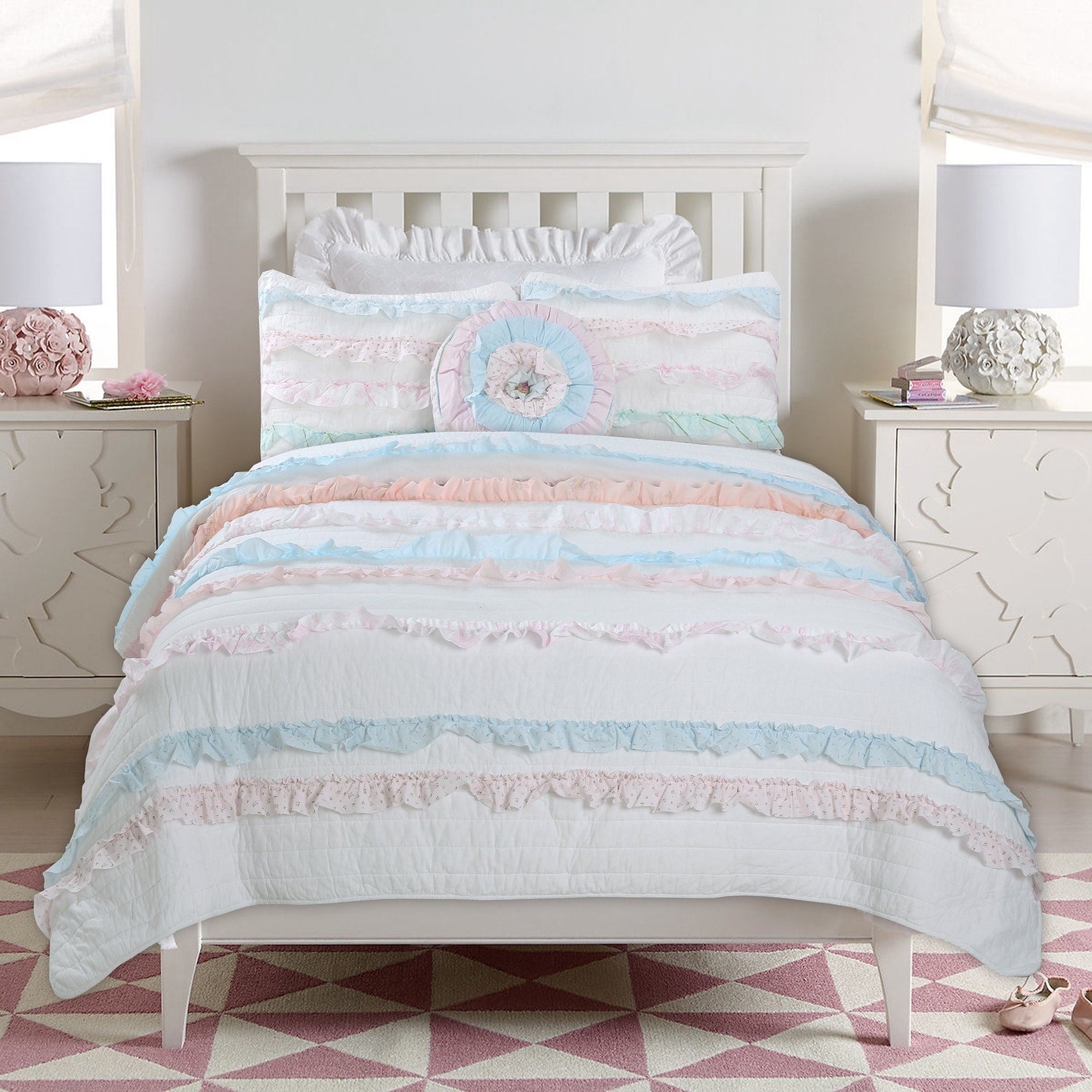 Cozy Line Tessa Ruffle Reversible Cottton Quilt Set