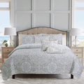 Cozy Line Venetia Gray Medallion Reversible 3 Piece Quilt Bedding Set