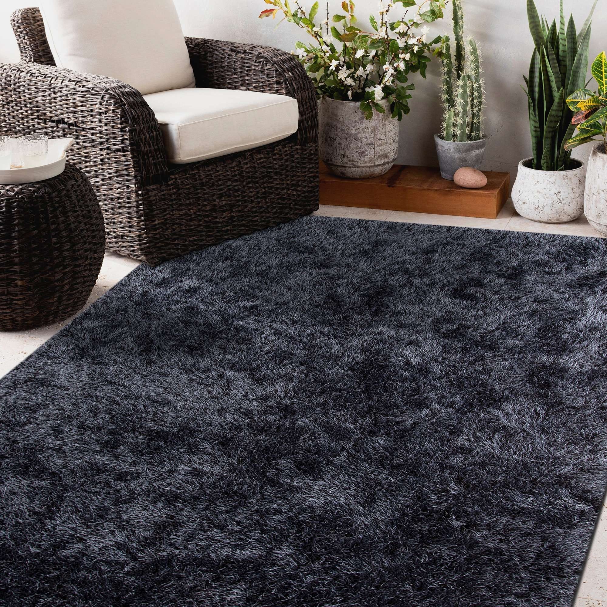 Plush Shag Cozy Steel Blue Rug 3X5 3 X 5