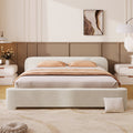 Cozy White Boucl Upholstered Bed King Queen Full Dreamy Bedroom Addition