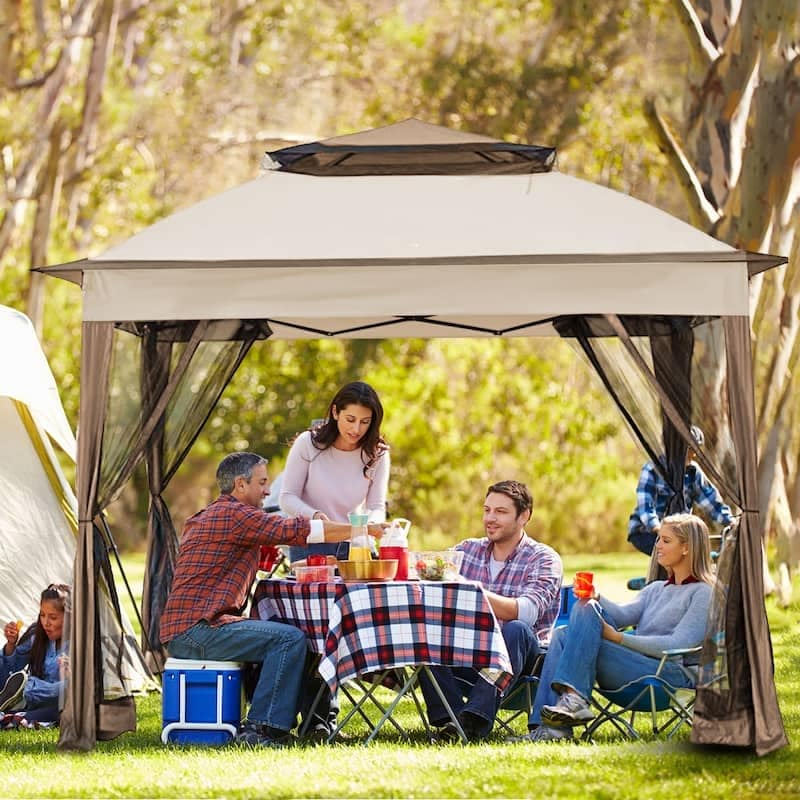 Cozywor 11 Ft. X 11 Ft. Pop Up Steel Gazebo With Mosquito Netting