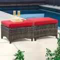 Cozywor 2 Piece Wicker Outdoor Patio Ottoman Set With Cushions