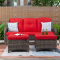 Cozywor 3 Piece Wicker Outdoor Patio Sofa Sectional Conversation Set