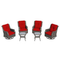 Cozywor 6 Piece Patio Swivel Wicker Chairs Outdoor Rattan Rocking Chairs With Tempered Glass Side Table Metal Rocking Frame