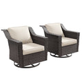Cozywor Outdoor Patio Swivel Rattan Rocking Wicker Chairs Set Of 2 For Backyard Porch Deck Metal Rocking Frame