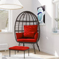 Cozywor Patio Indoor Outdoor Egg Lounge Chair With Ottoman And Cushions