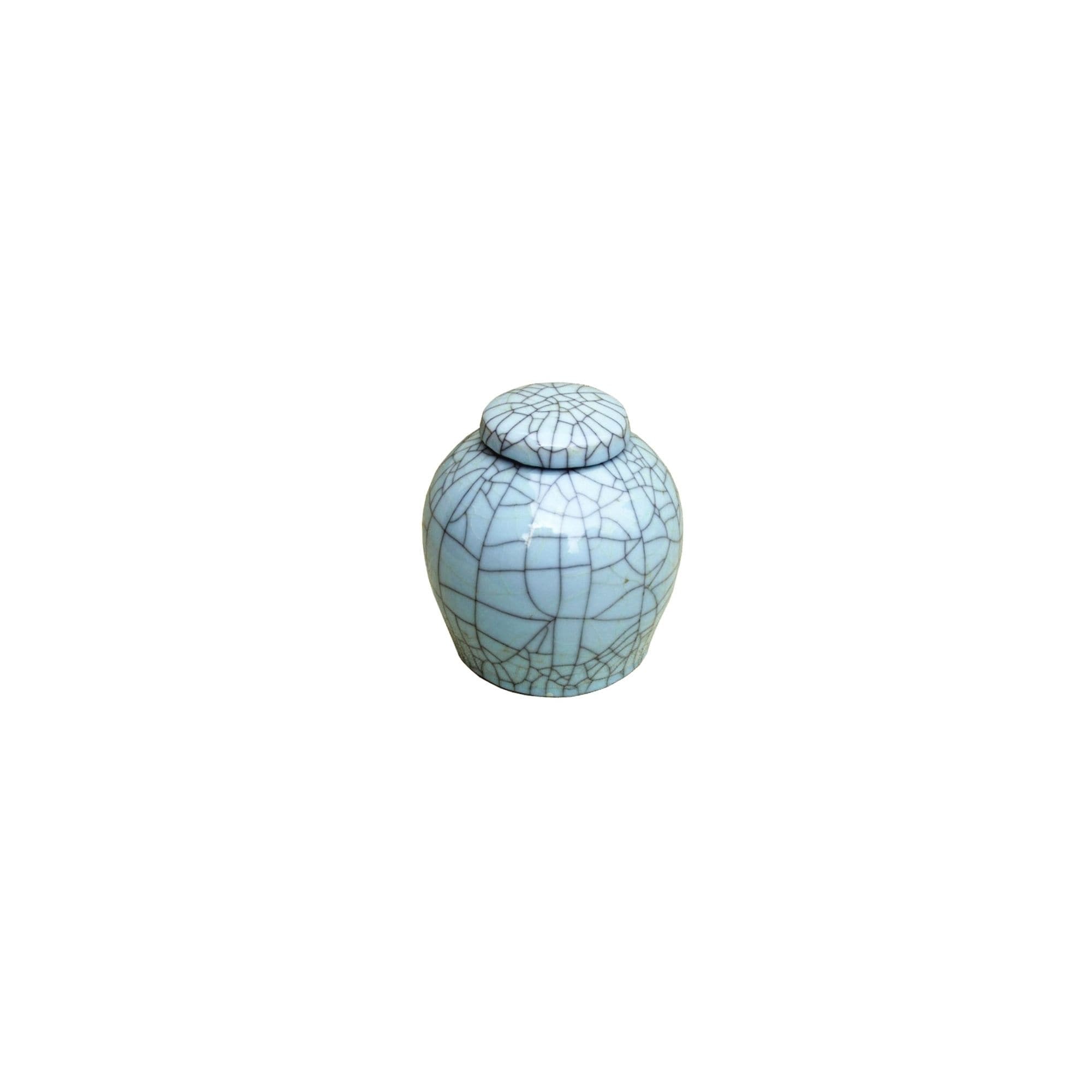 Crackle Lidded Ming Round Decorative Jar