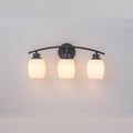 Crafthome Modern Farmhouse Dark Brown Bathroom Vanity Light With Textured Opal Glass Shades Wall Mounted Fixture For Mirror
