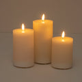 Crafthome Set Of 3 Rechargeable White Led Pillar Candles With Real Wax Usb C Charging Remote Control Timer H7