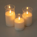 Crafthome Set Of 3 Usb C Rechargeable Flameless Glass Pillar Candles With Real Wax Remote And Timer H6
