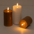 Crafthome Set Of 3 Usb C Rechargeable Flameless Pillar Candles In Real Wax With Remote And Timer Cream White Brown H7