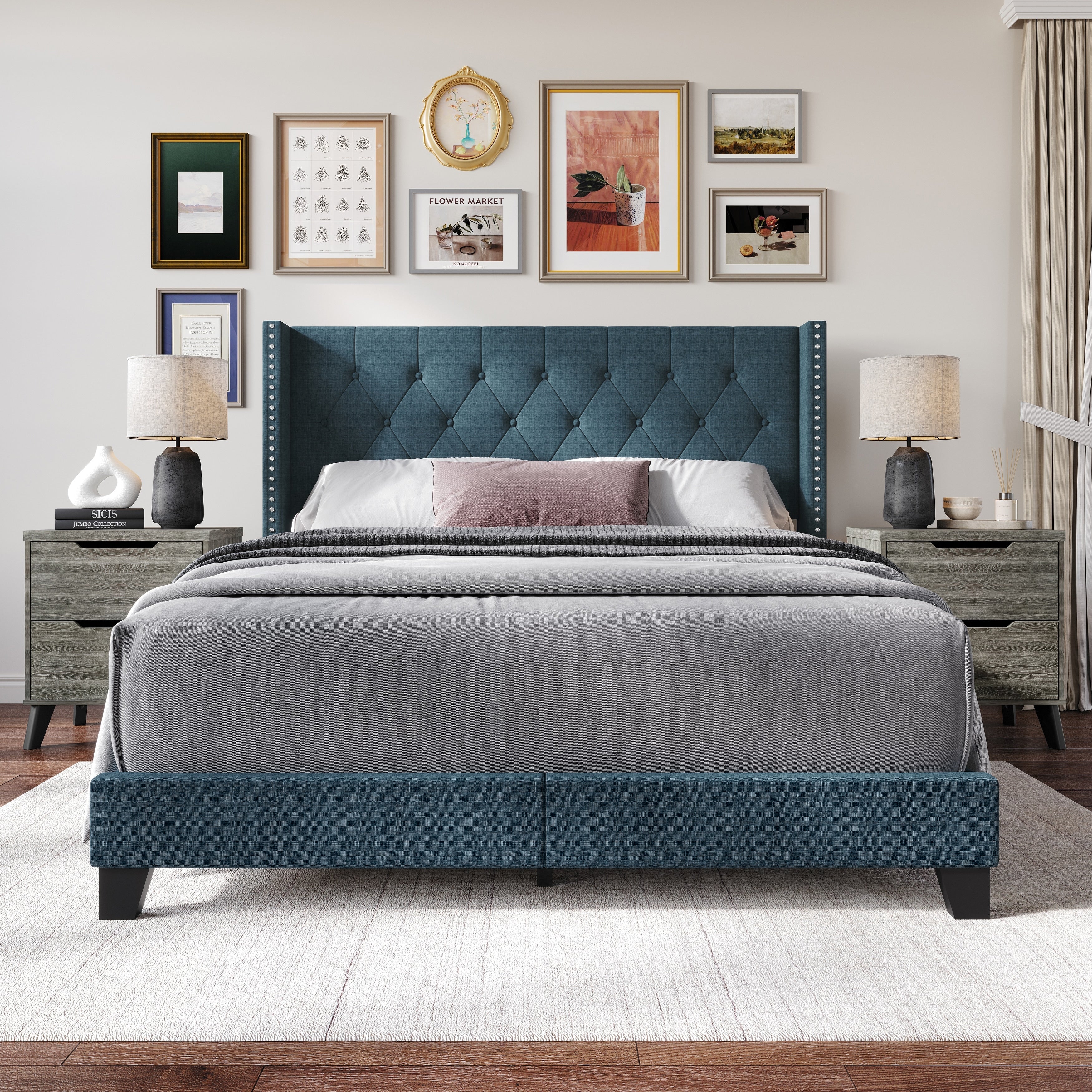 Craftporch Classic Bedroom Set With 2 Pieces Dark Grey Nightstand