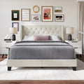 Craftporch Classic Warm Grey Linen Bedroom Set With 2 Pieces Nightstand