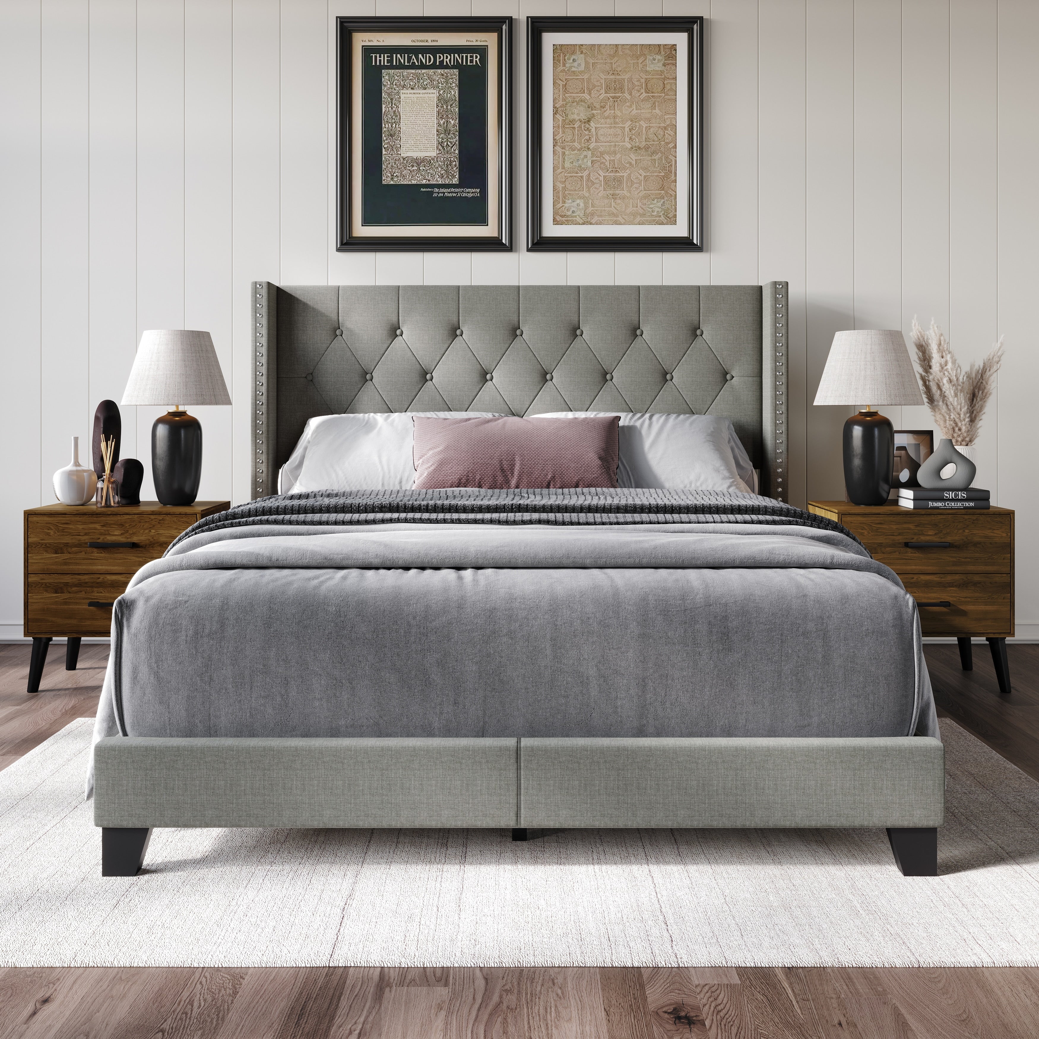 Craftporch Elegance Bedroom Set With Two Brown Nightstand