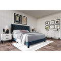 Craftporch Elegance Blue Linen Bedroom Set With Two Nightstand And Dresser