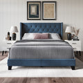 Craftporch Elegance Blue Linen Bedroom Set With Two Nightstand