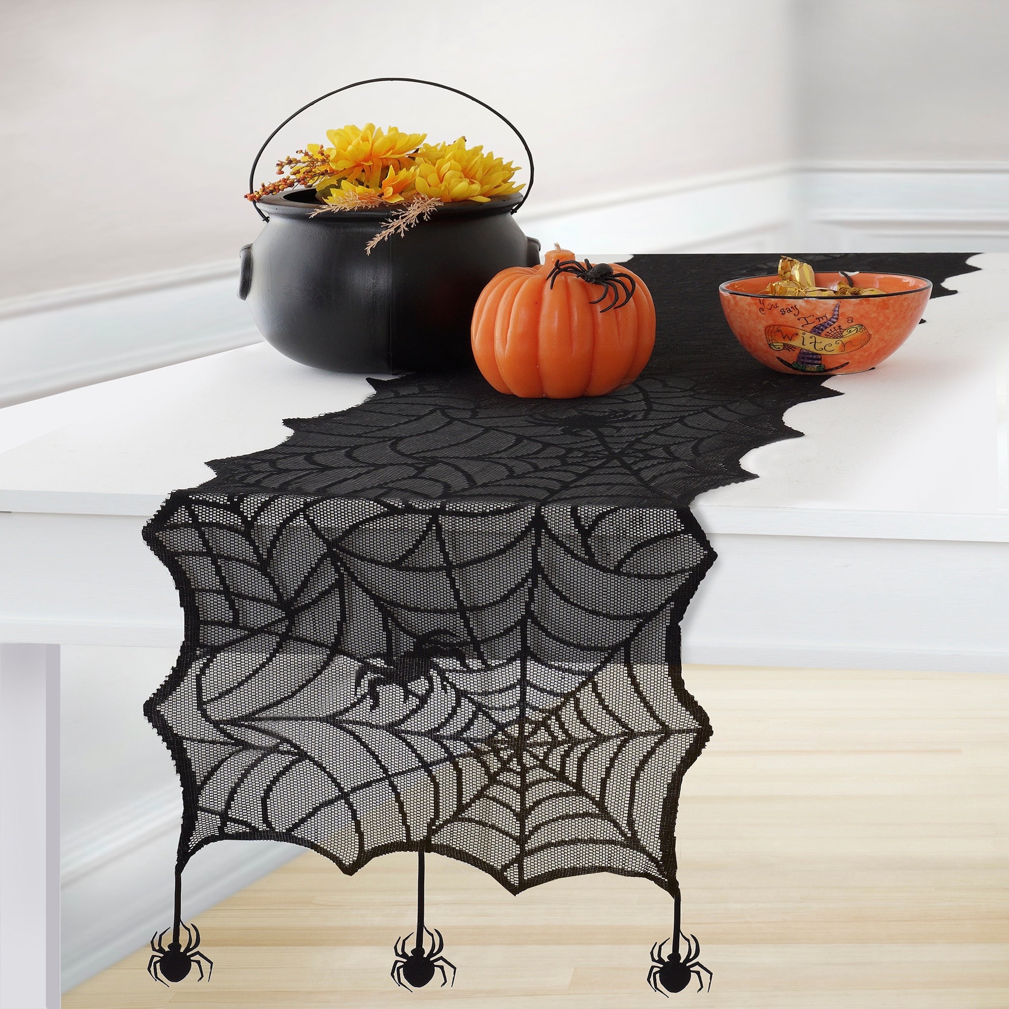 Crawling Halloween Spider Lace Table Runner N A