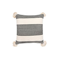 Cream Cotton Chenille Pillow With Vertical Stripes Tassels Solid Cream Back
