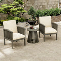 Cream Gray Patio Conversation Set With Upholstered Club Chairs Side Table Outdoor Chat Set For Garden