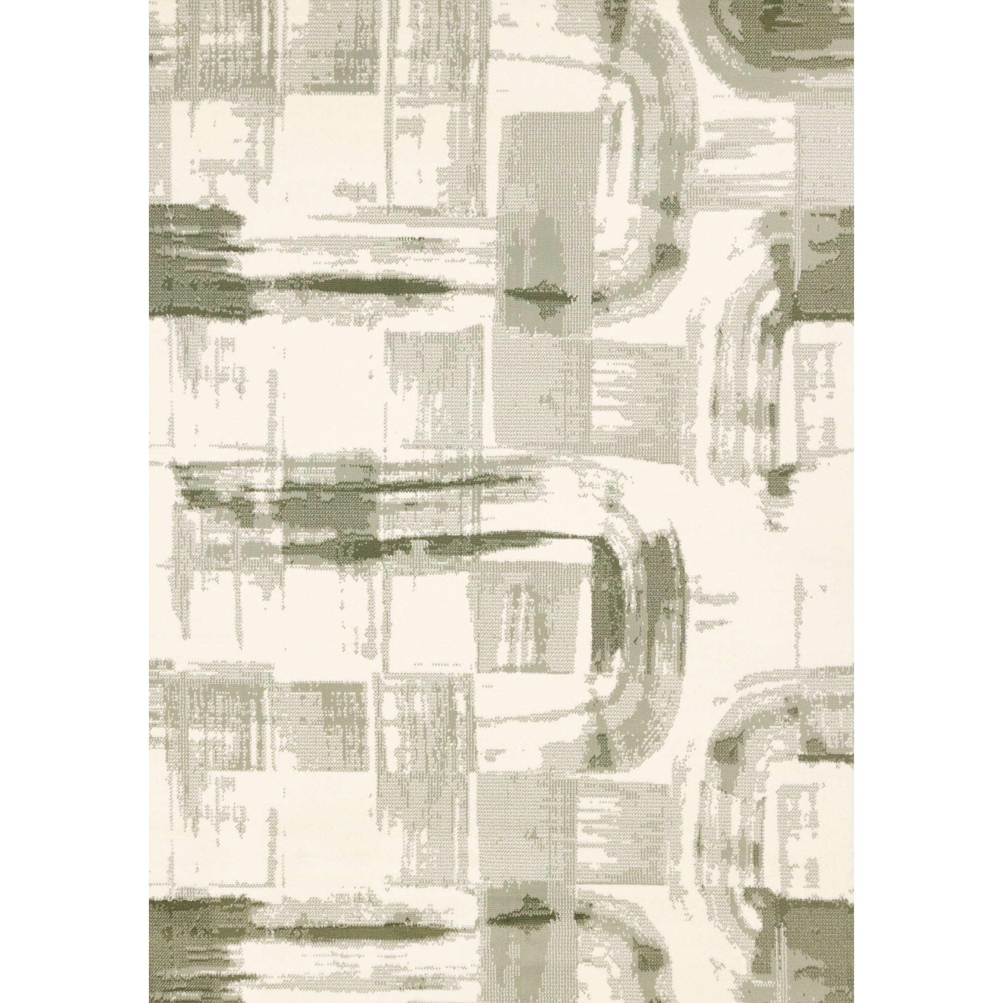 Cream Green Distressed Abstract High Traffic Area Rug