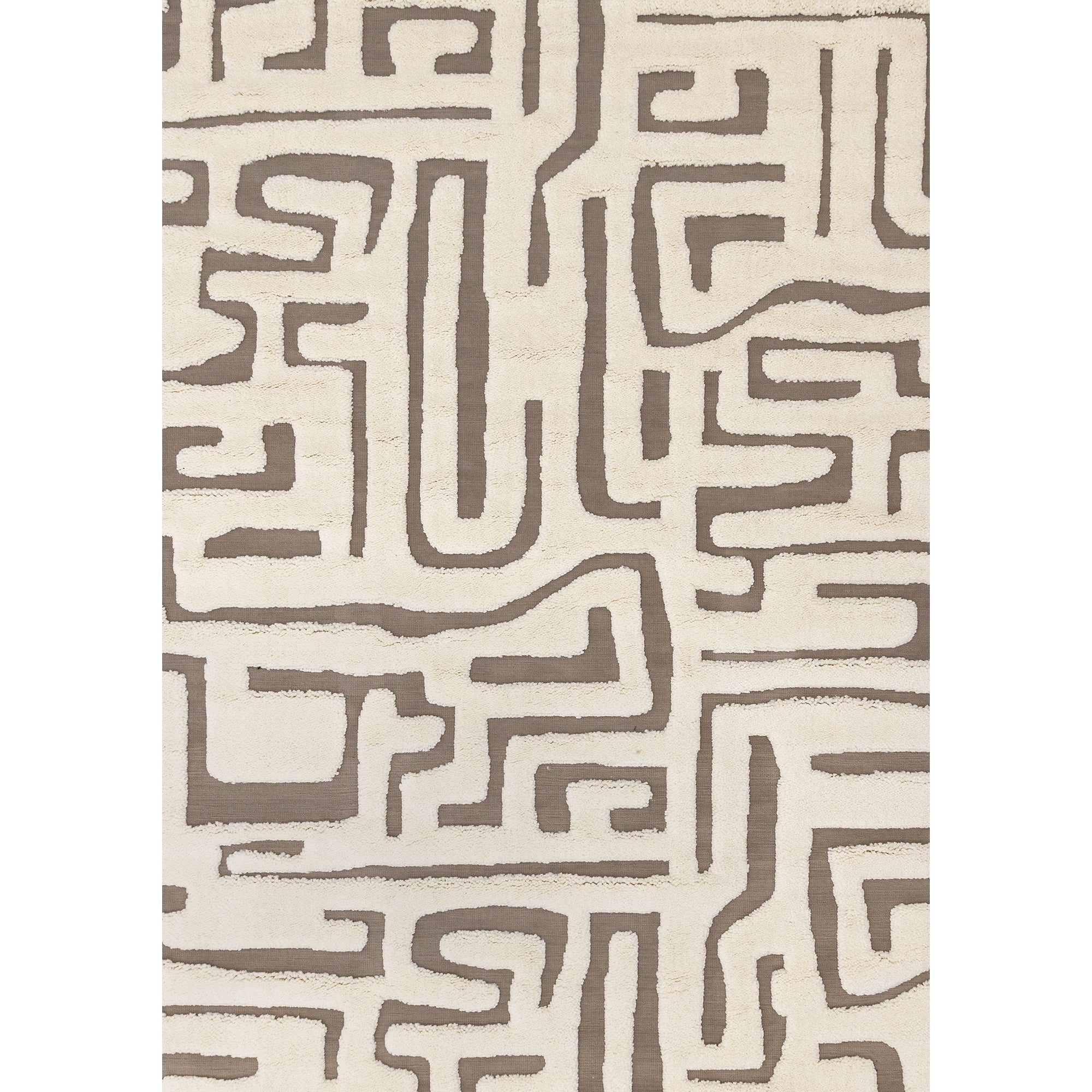 Cream Taupe Abstract Morroccan Super Soft High Low Textured Rug
