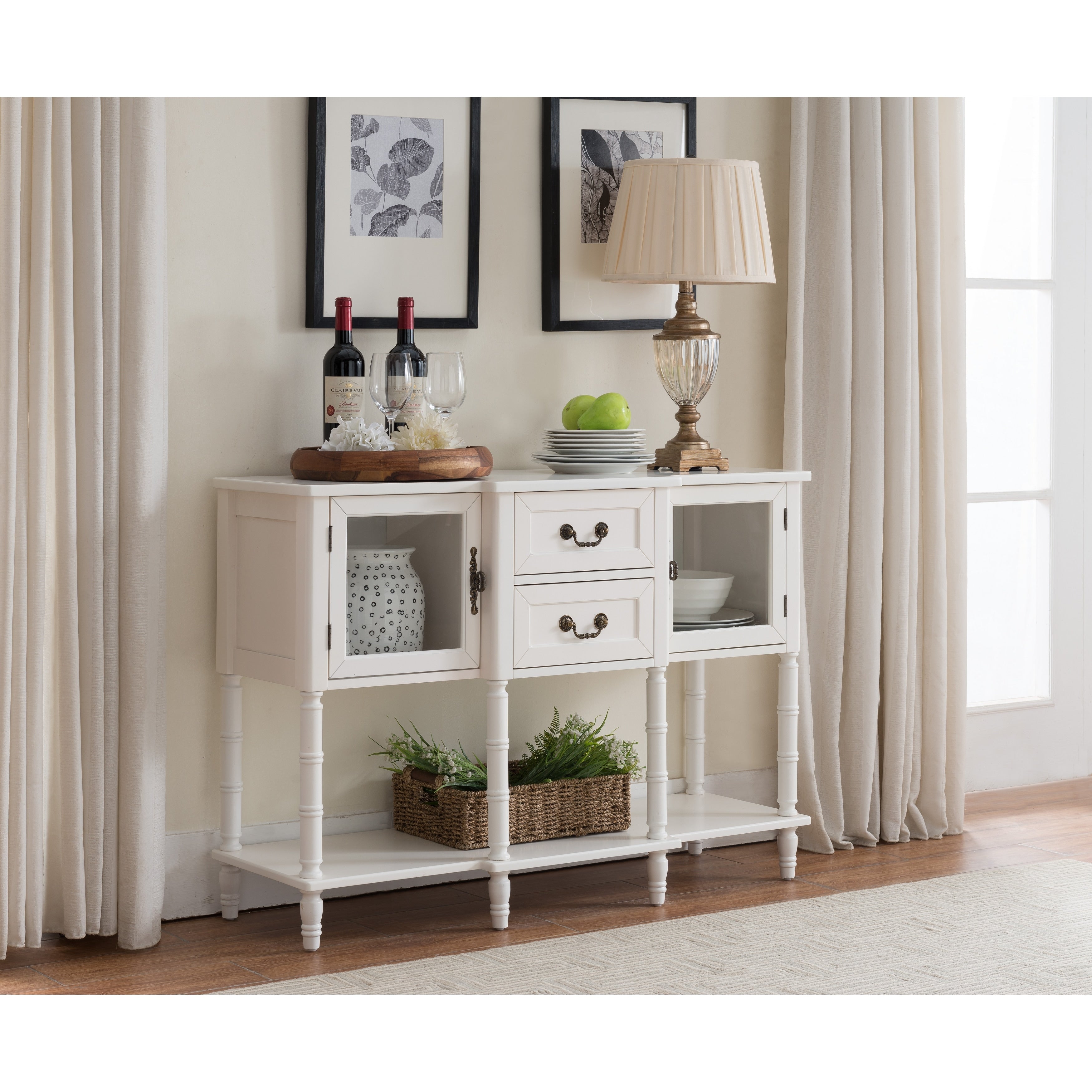 Cream White Wood Console Table