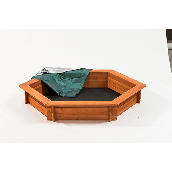 Creative Cedar Designs Hexagon Sandbox With Cover 49 X 43