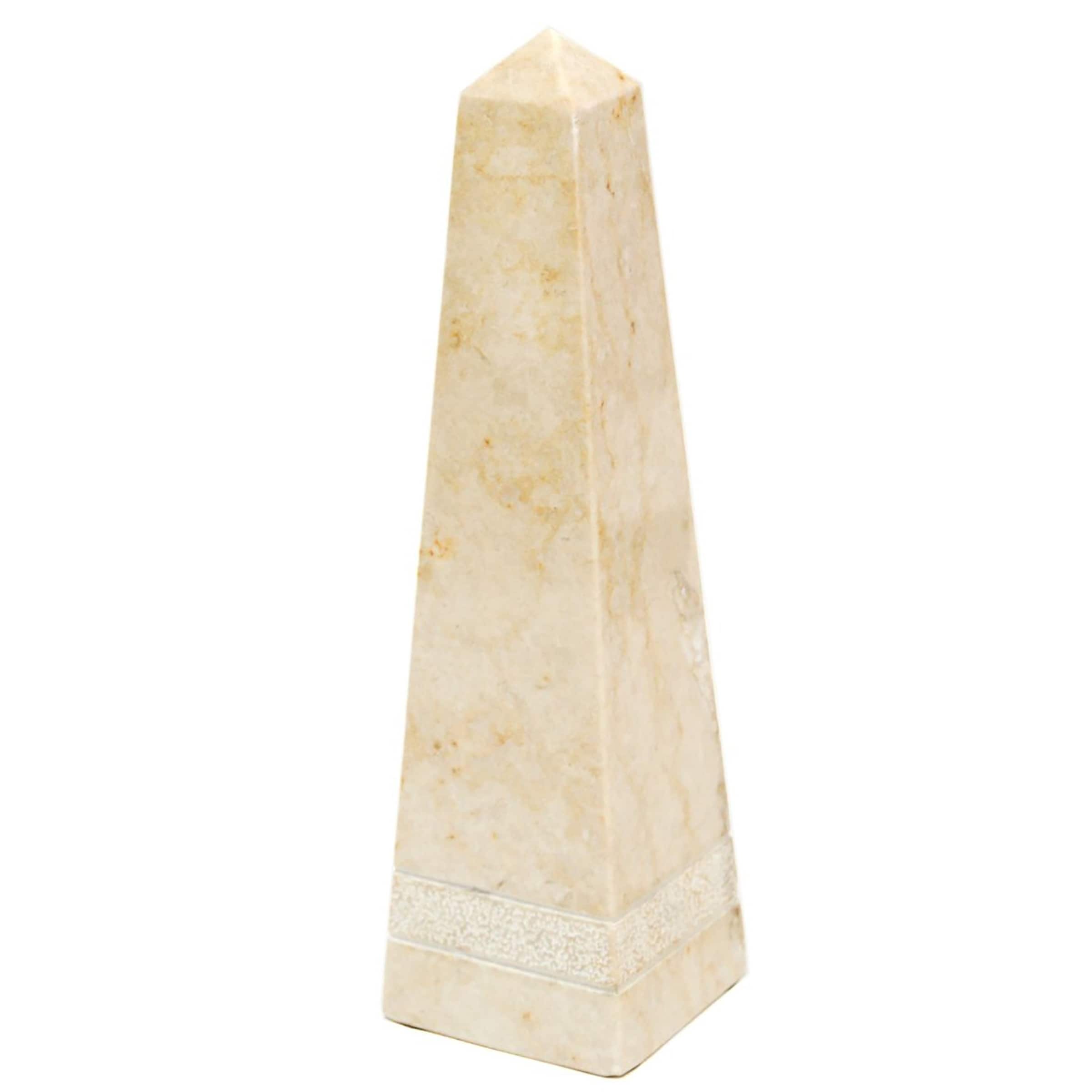Creative Home Champagne Marble Stone 8 High Obelisk Sculpture Paper Weight 2.4 X 2.4 X 8 H Beige N A