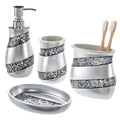 Creative Scents Silver Mosaic Glass 4 Piece Bathroom Accessory Set