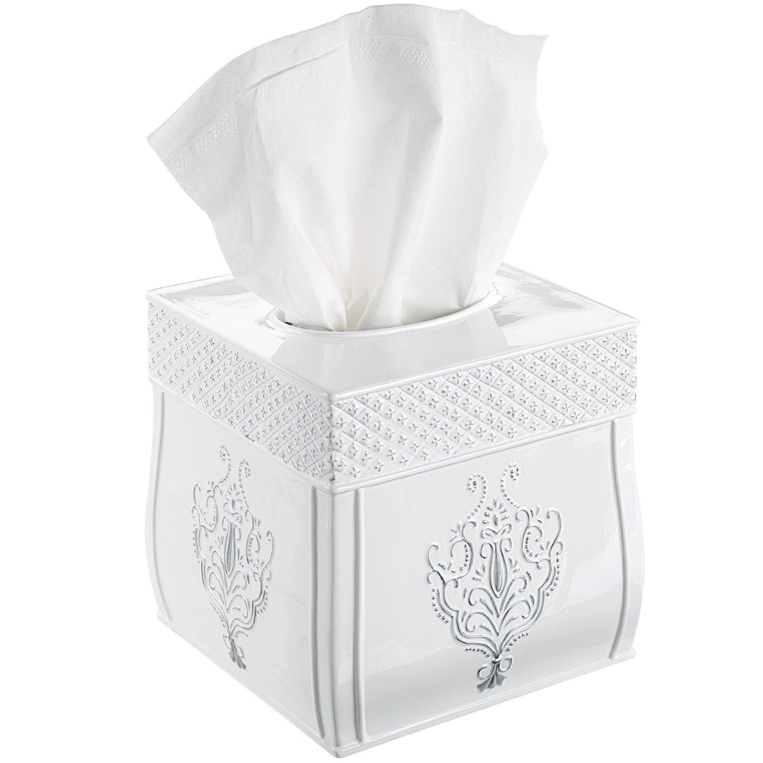 Creative Scents Vintage White Square Tissue Box Cover