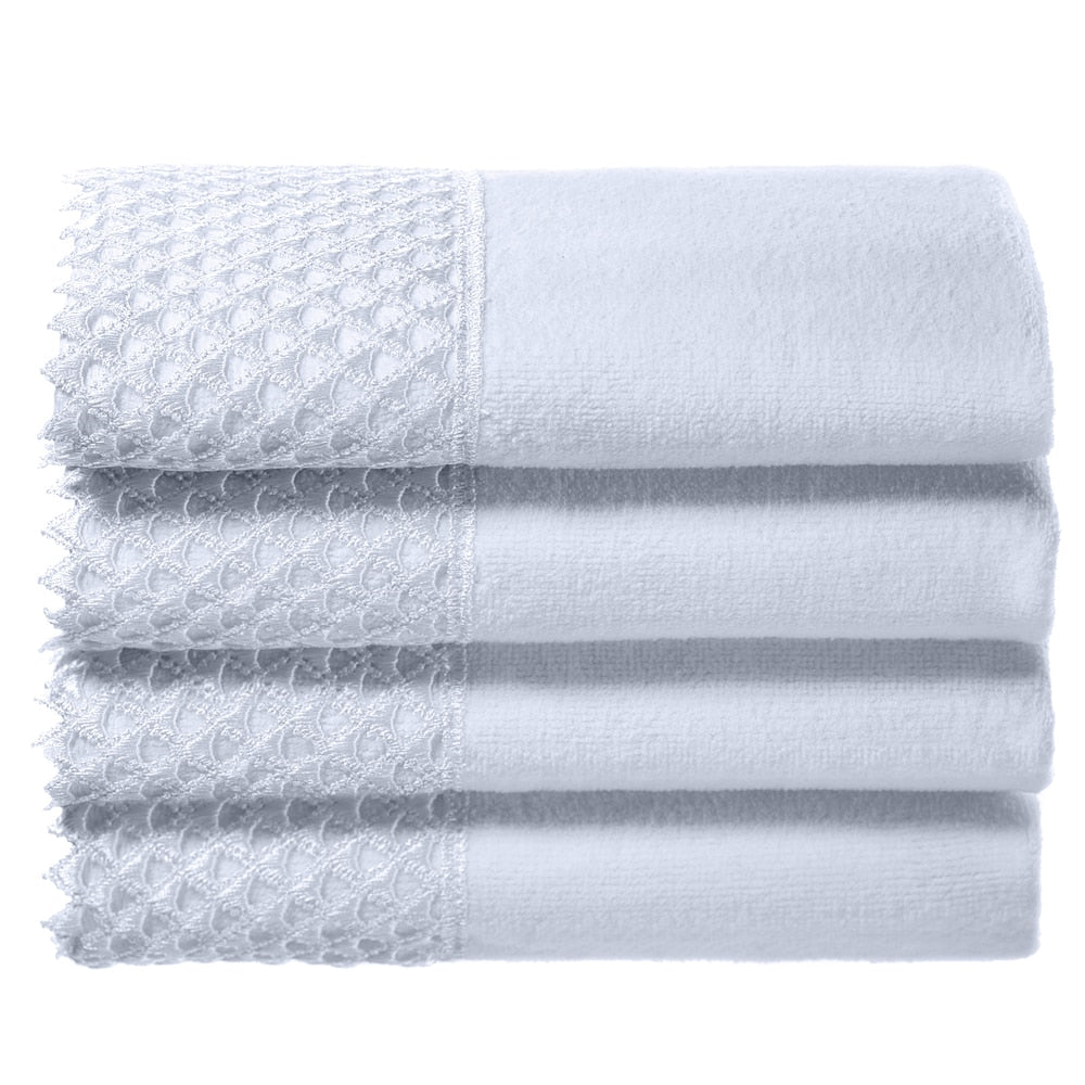 Creative Scents White Embellished Fingertip Towels Set Of 4