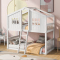 Creative Twin Over Twin House Bunk Bed With Ladder And Fun Playhouse Design