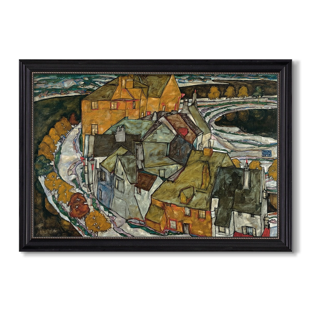 Crescent Of Houses Ii 1915 Egon Schiele Custom Framed Canvas