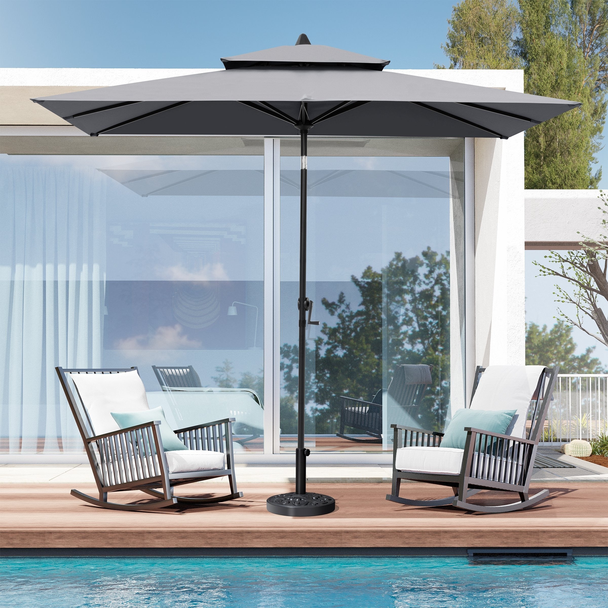 Crestlive Products 9 X 5 Ft Double Top Patio Outdoor Market Umbrella