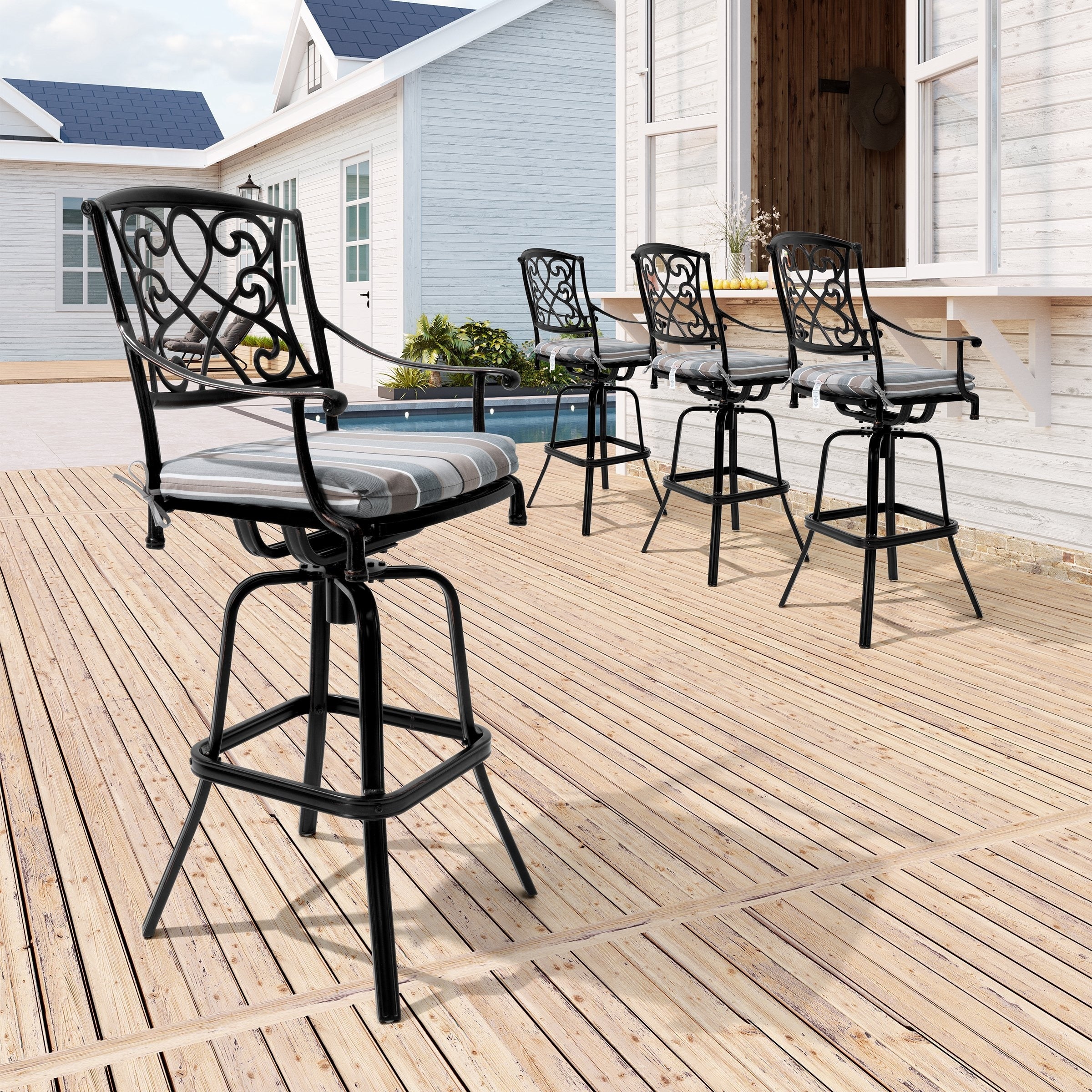 Crestlive Products Patio Counter Height Swivel Bar Stool With Cushion 20.5 D X 22.64 W X 48.8 H
