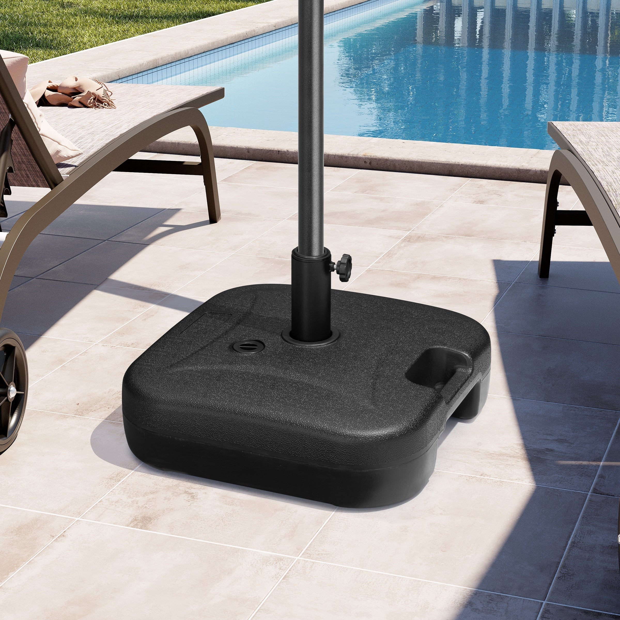 Heavy Duty Patio Market Umbrella Base Water Sand Filled Stand Square 17.7 L X17.7 W X 14.6 H