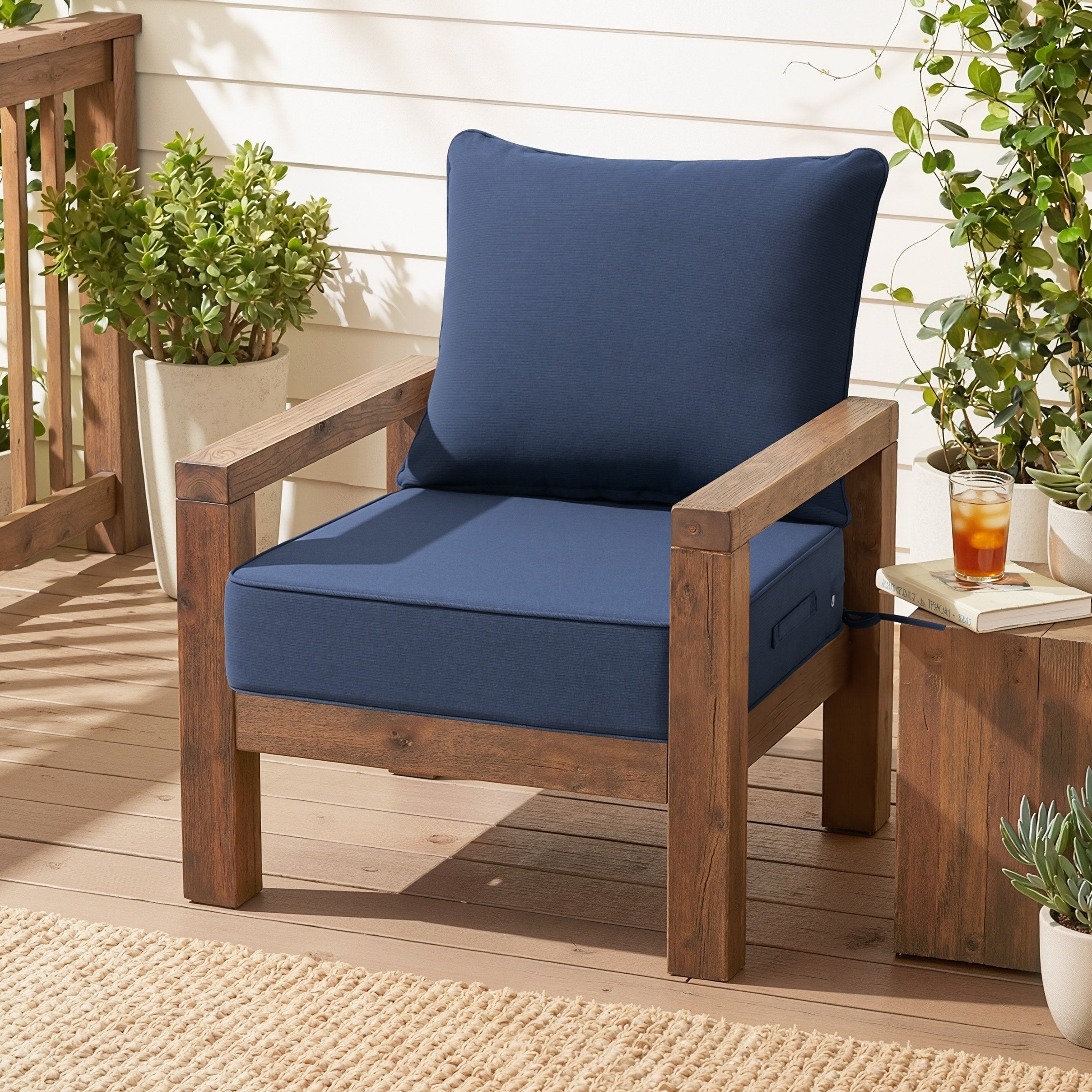 Crestlive Products Home Upholstered Wooden Lounge Chair With Cushions 34.4 W 28.7 D 33.9 H