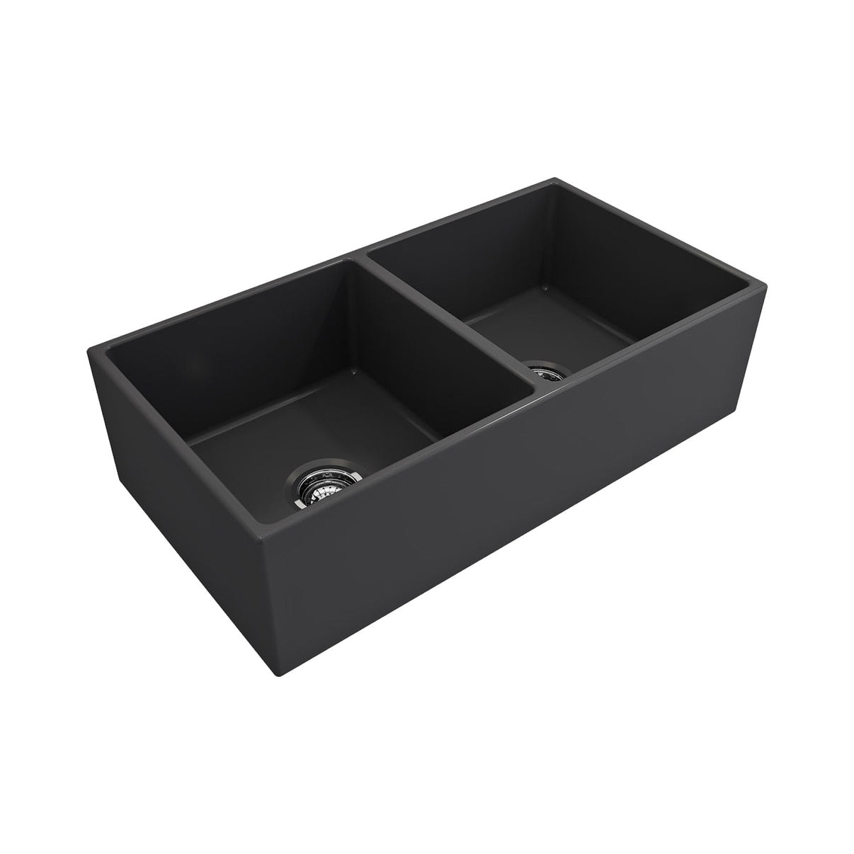Crestwood 36 Modern Double Bowl Apron Fireclay Sink Charcoal